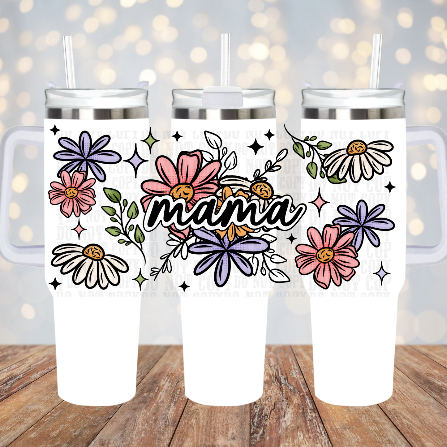 40oz MAMA SPRING FLORALS UV DTF CUP WRAP