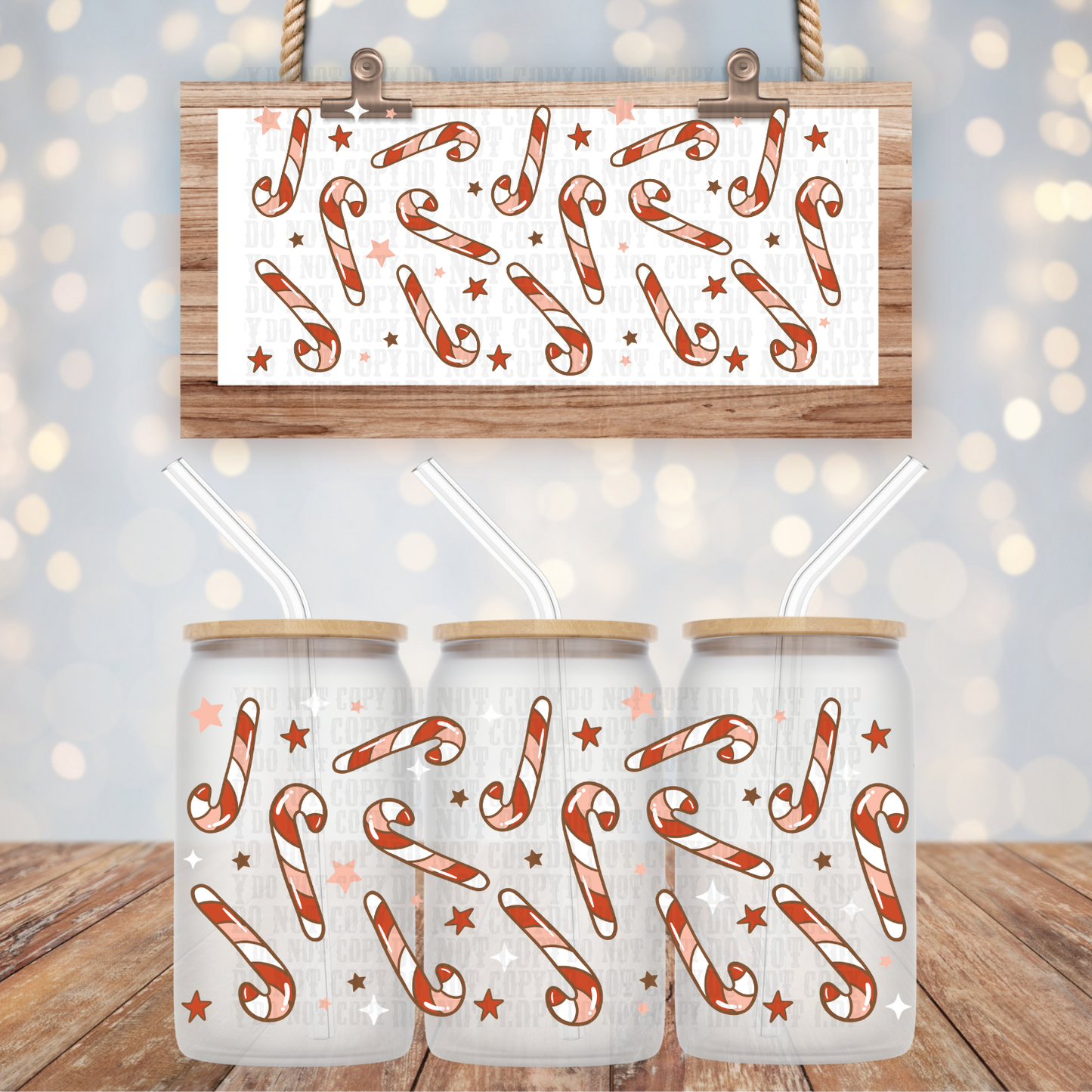 CANDY CANES UV DTF CUP WRAP