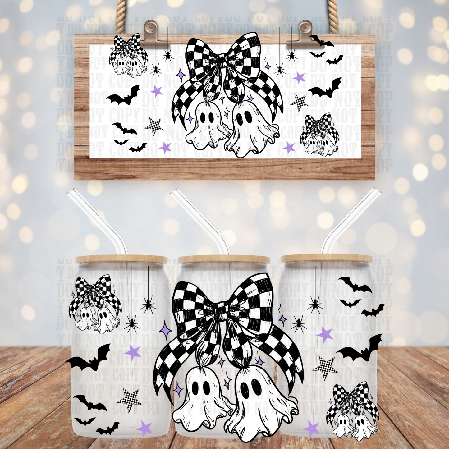 CHECKER BOW GHOSTS UV DTF CUP WRAP - SHOP EXCLUSIVE FROM CIERA