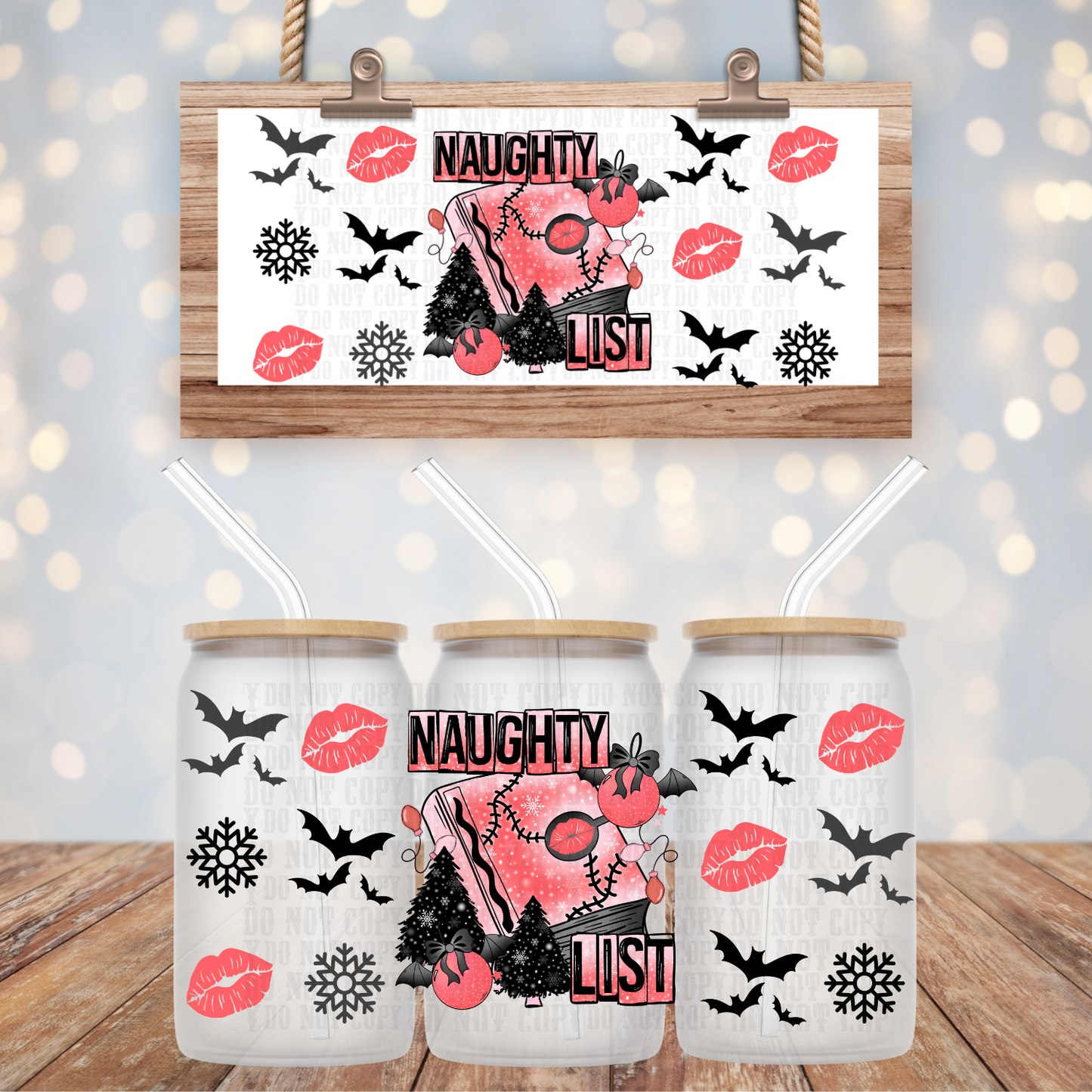 NAUGHTY LIST UV DTF CUP WRAP