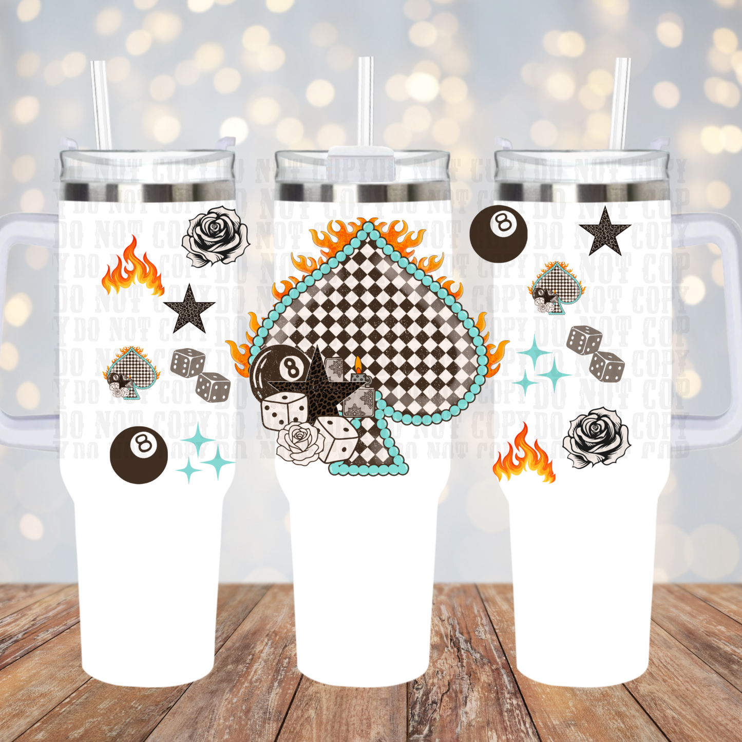40oz CHECKER SPADE UV DTF Cup Wrap -SHOP EXCLUSIVE BY CIERRA