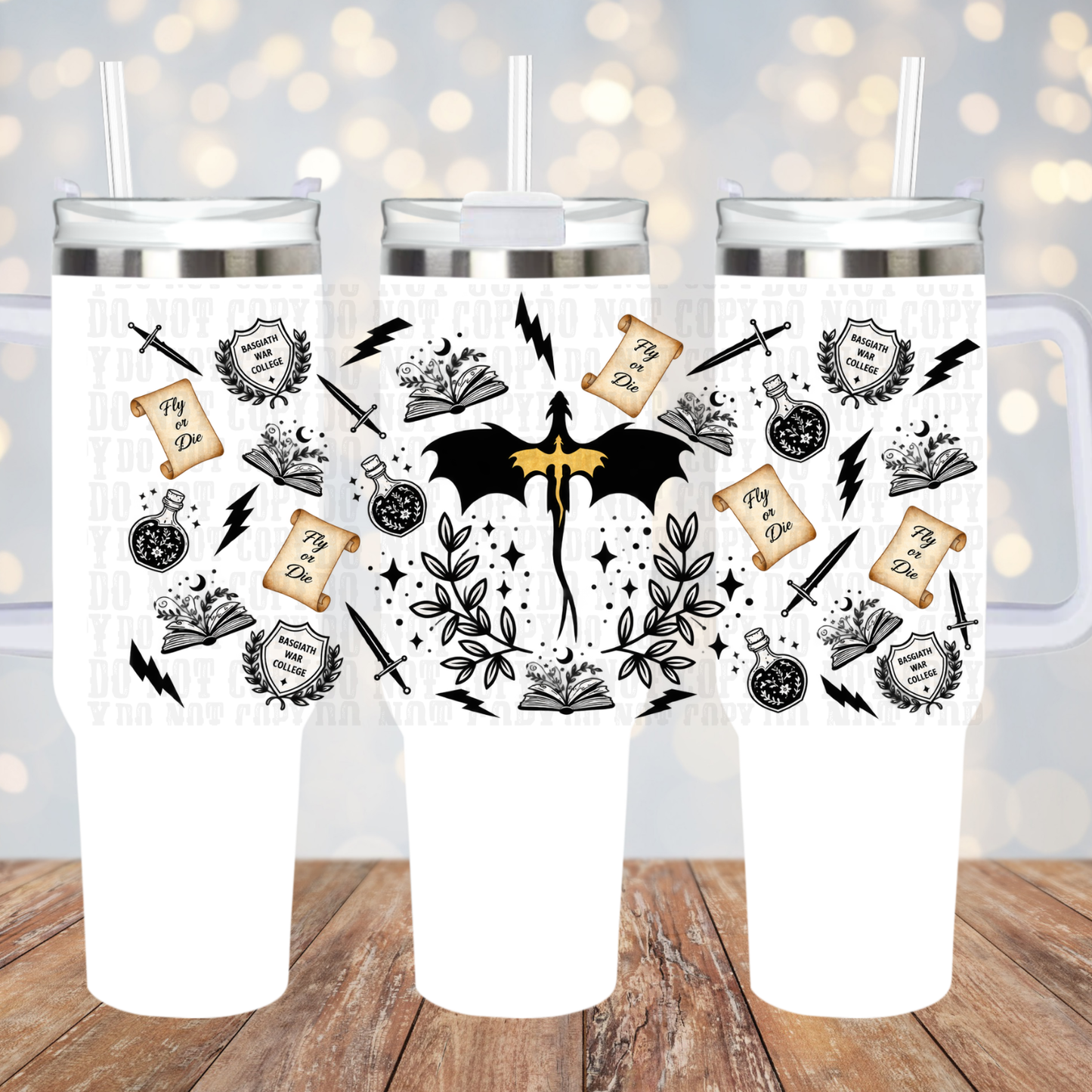 40oz FOURTH WING UV DTF CUP WRAP