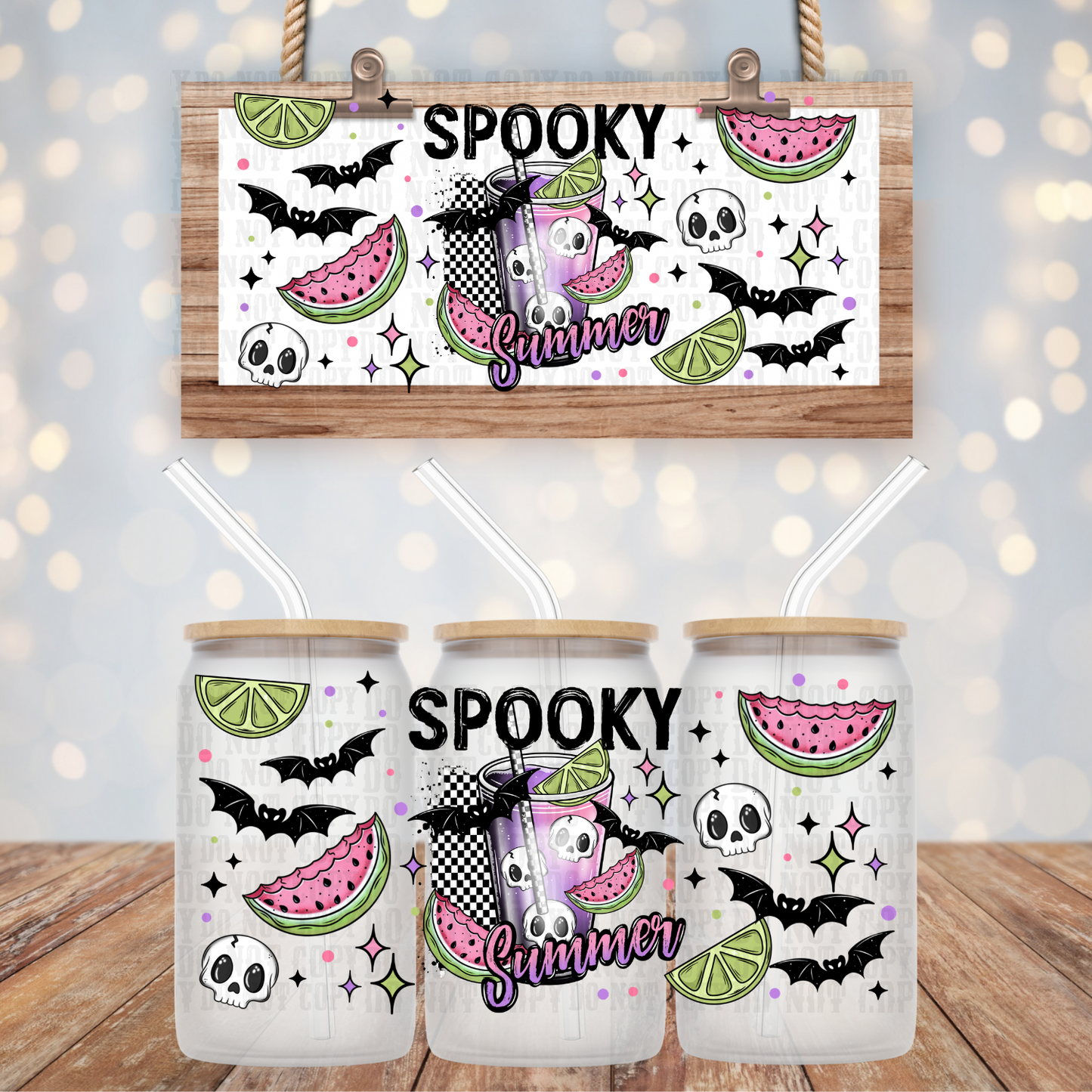 SPOOKY SUMMER UV DTF CUP WRAP