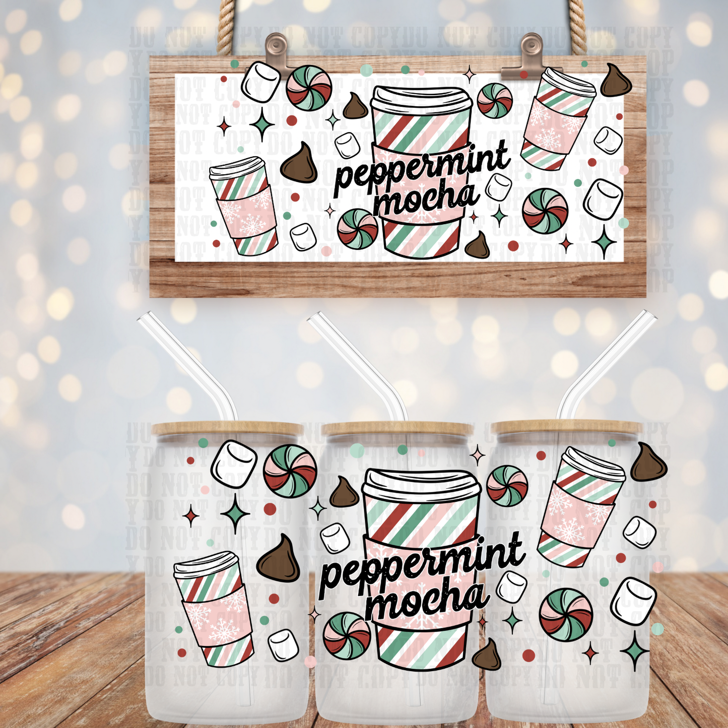 PEPPERMINT MOCHA UV DTF CUP WRAP