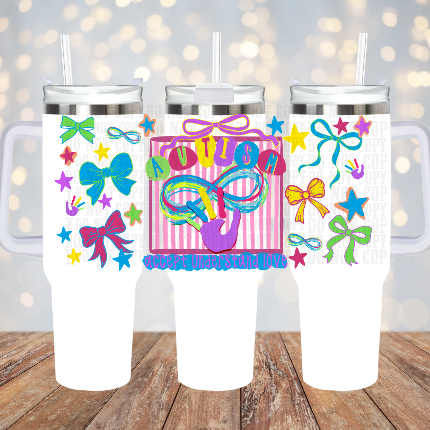 40oz COLORFUL AUTISM UV DTF CUP WRAP