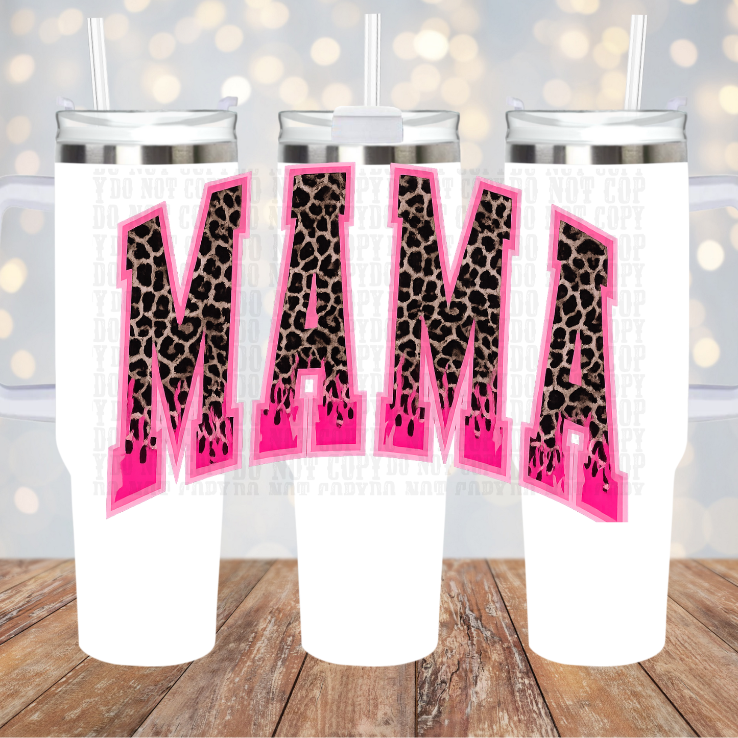 40oz PINK CHEETAH MAMA UV DTF CUP WRAP