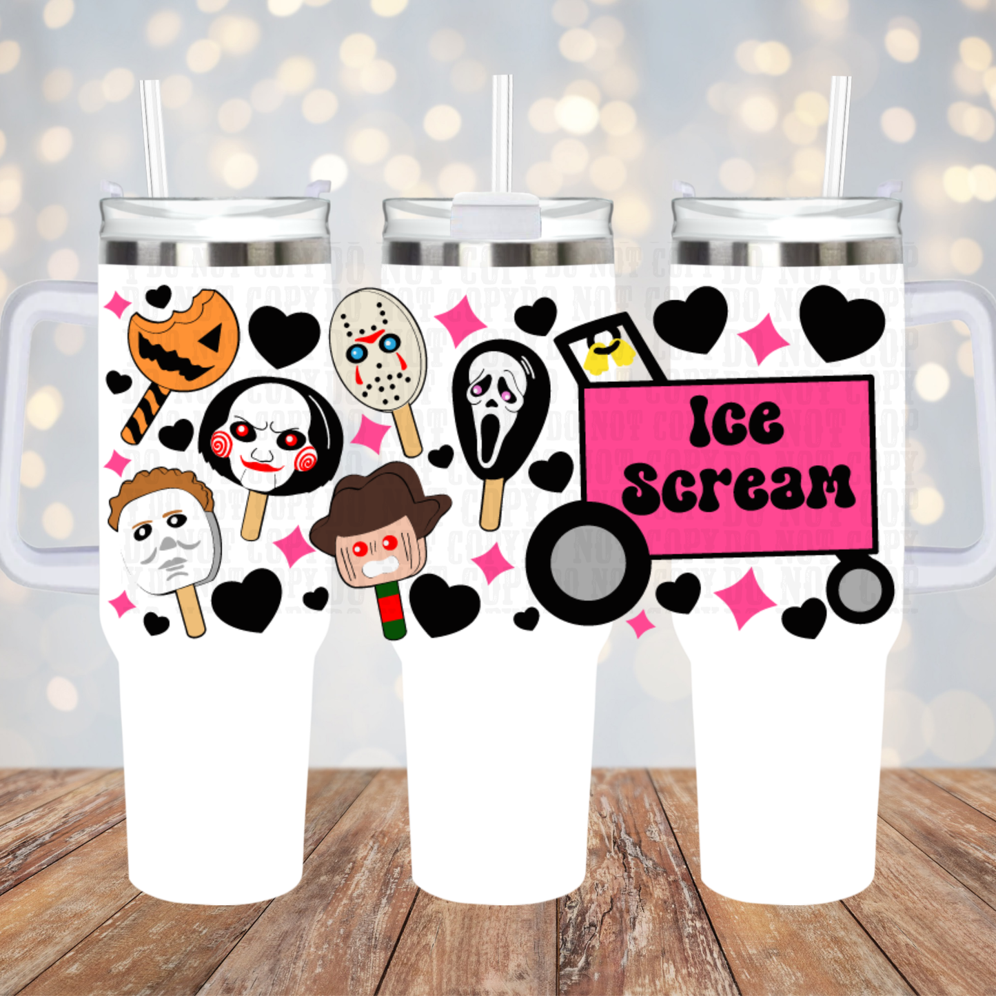 40/50oz HORROR ICE CREAM TRUCK UV DTF CUP WRAP