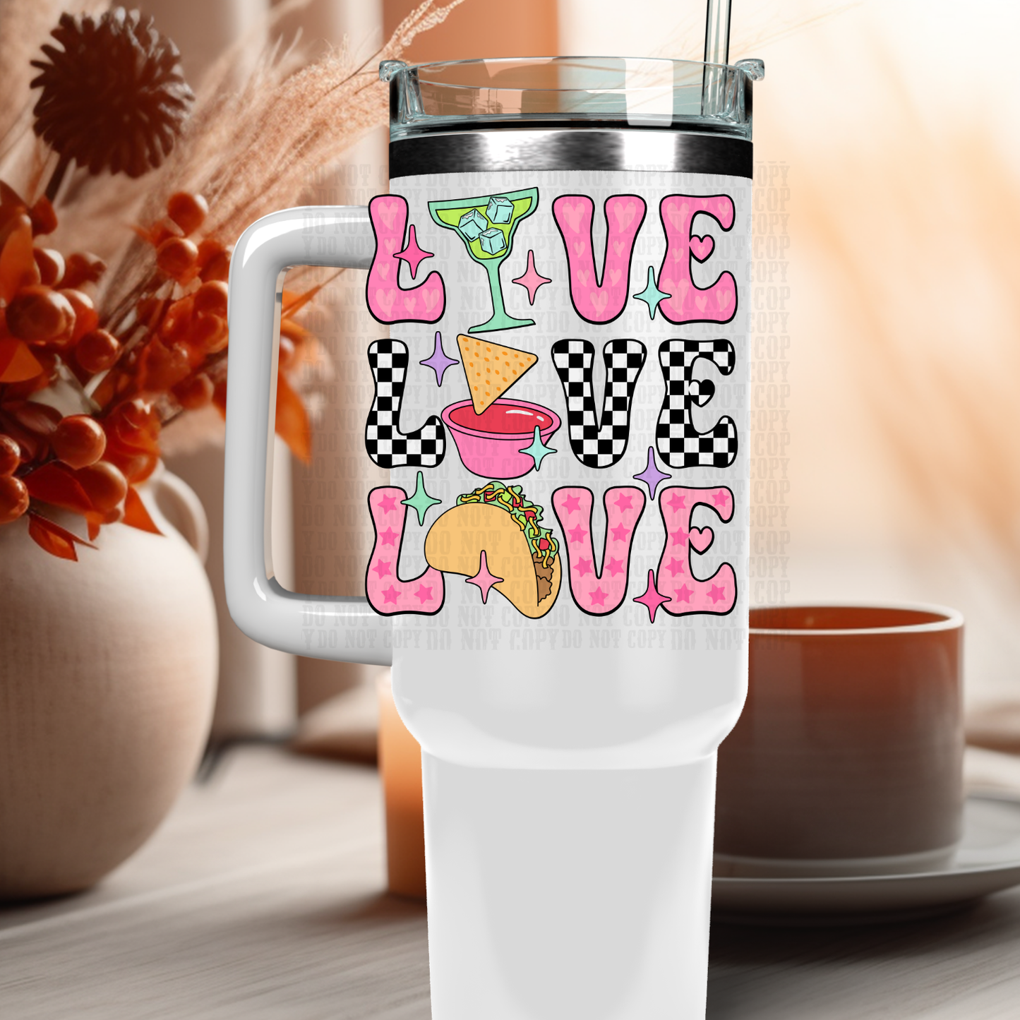 40OZ LOVE STACKED TACOS UV DTF CUP DECAL