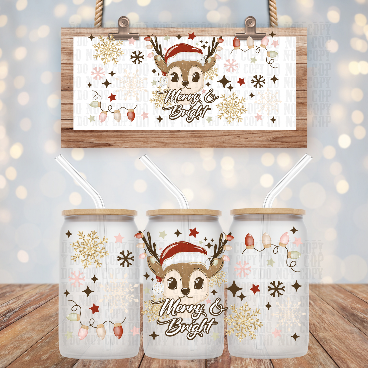 OH DEER- MERRY AND BRIGHT UV DTF CUP WRAP