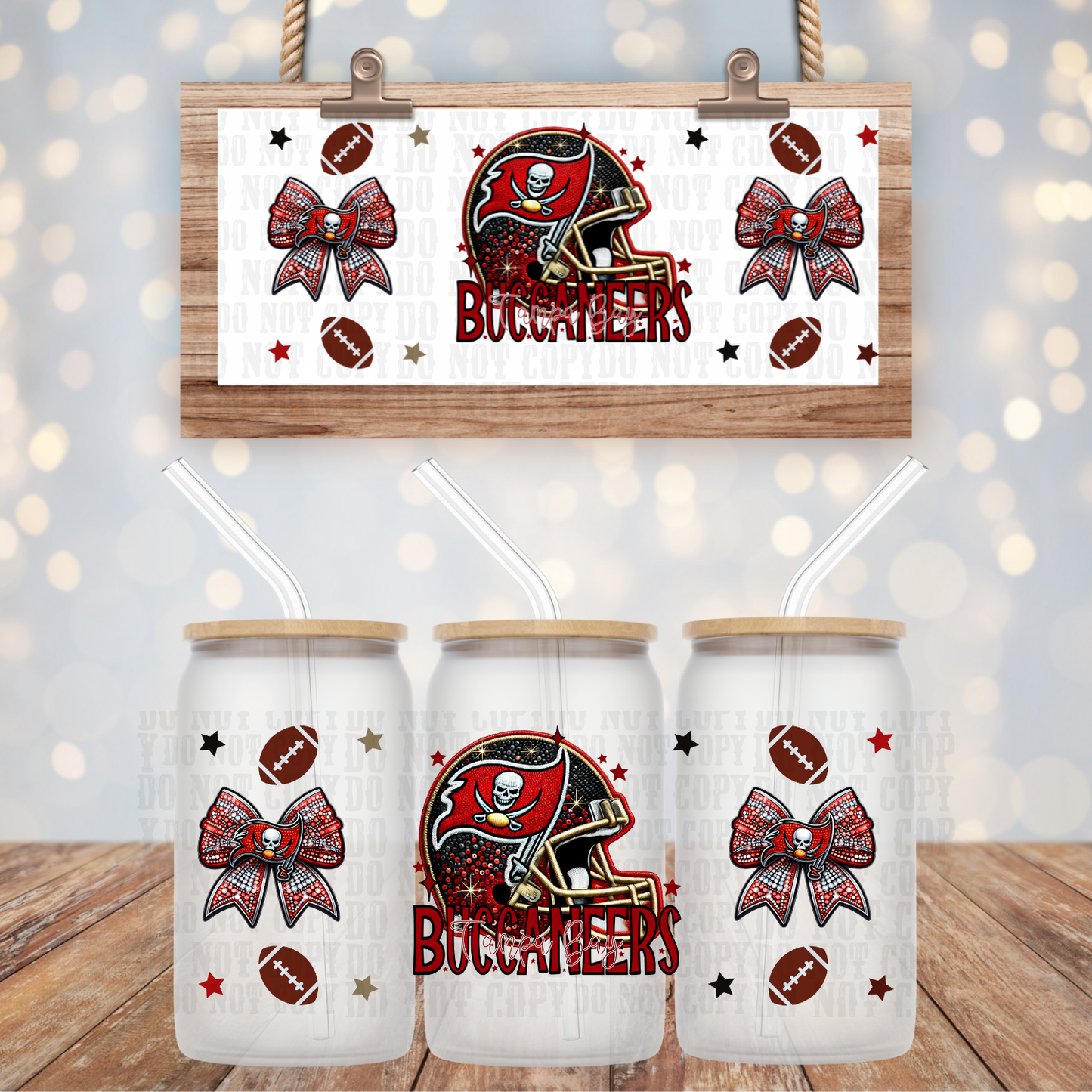 COQUETTE BUCCS FOOTBALL BUNDLE UV DTF CUP WRAP