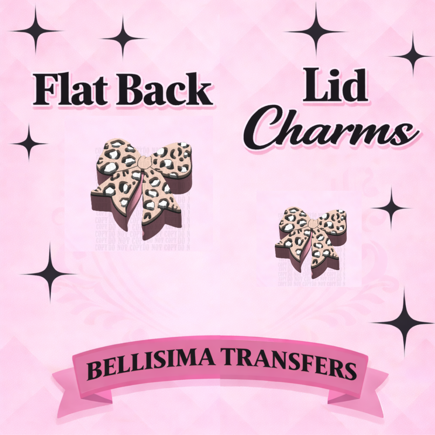 CHEETAH BOW Flat Back Lid Charms