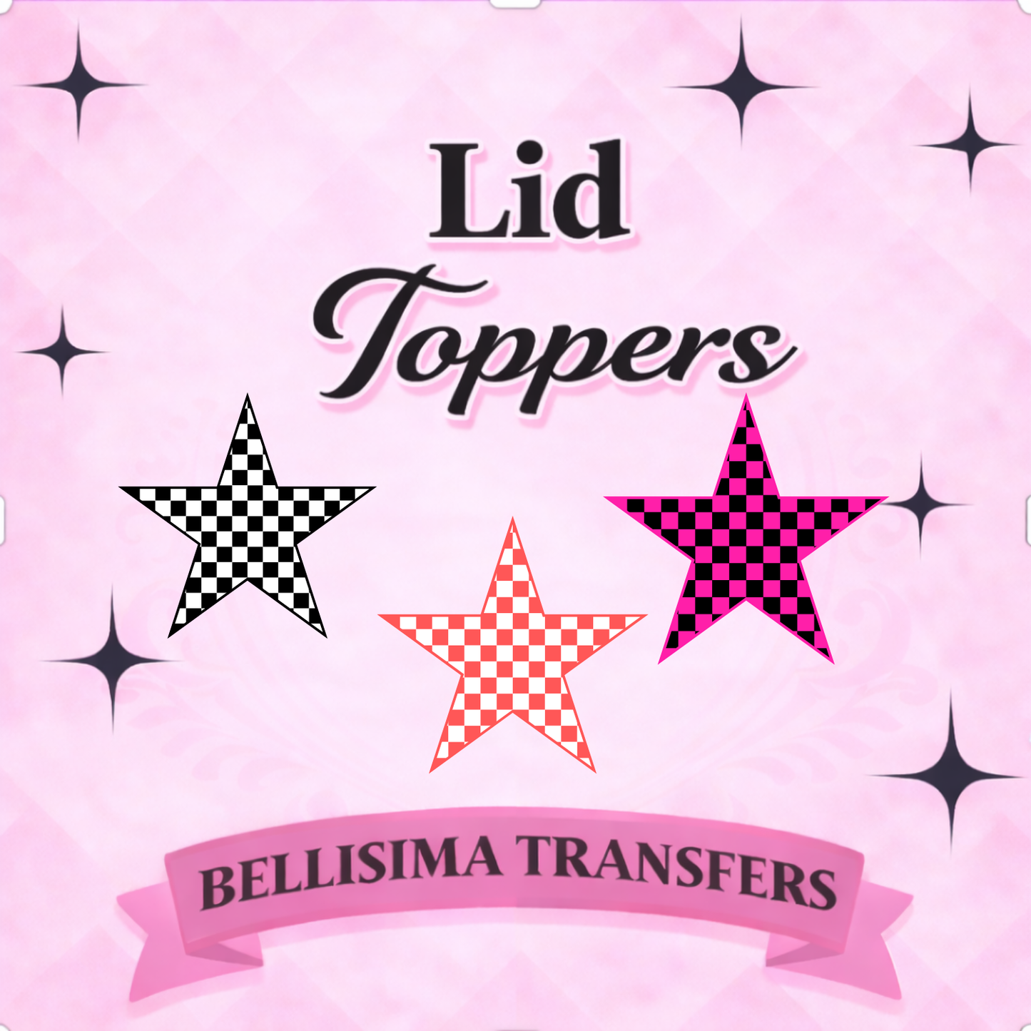 CHECKER STARS Flat Back Lid Charms