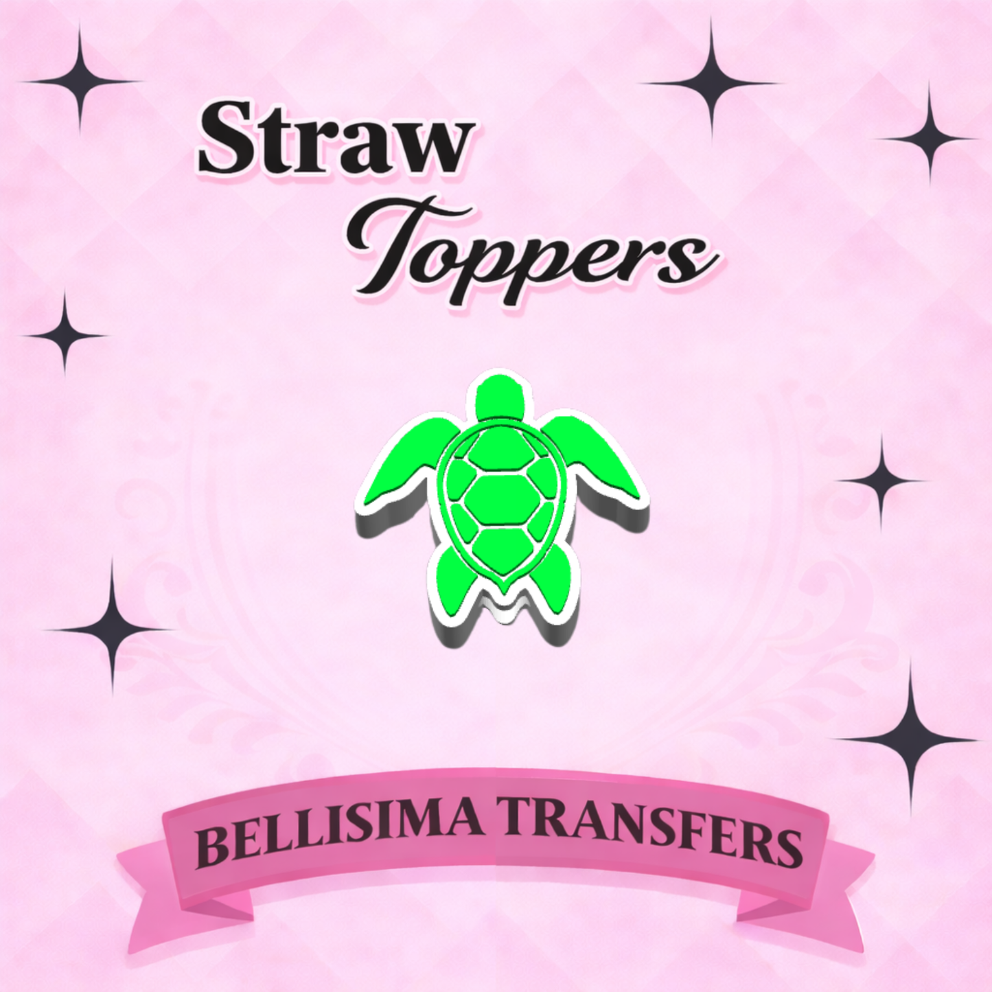 SEA TURTLE Straw Topper – 3D Printed Tumbler Accessory | Standard or Stanley