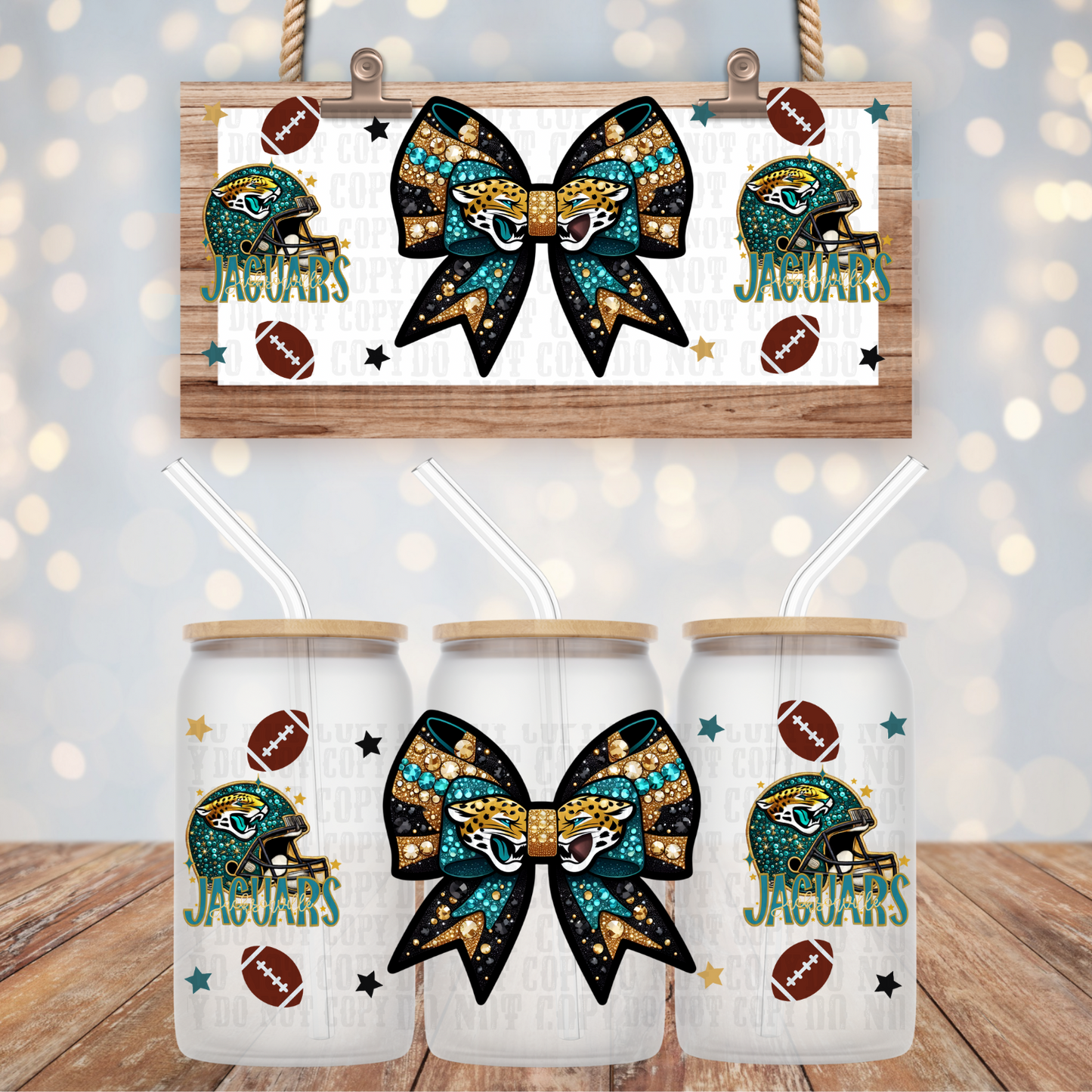 COQUETTE JAGS FOOTBALL BUNDLE UV DTF CUP WRAP