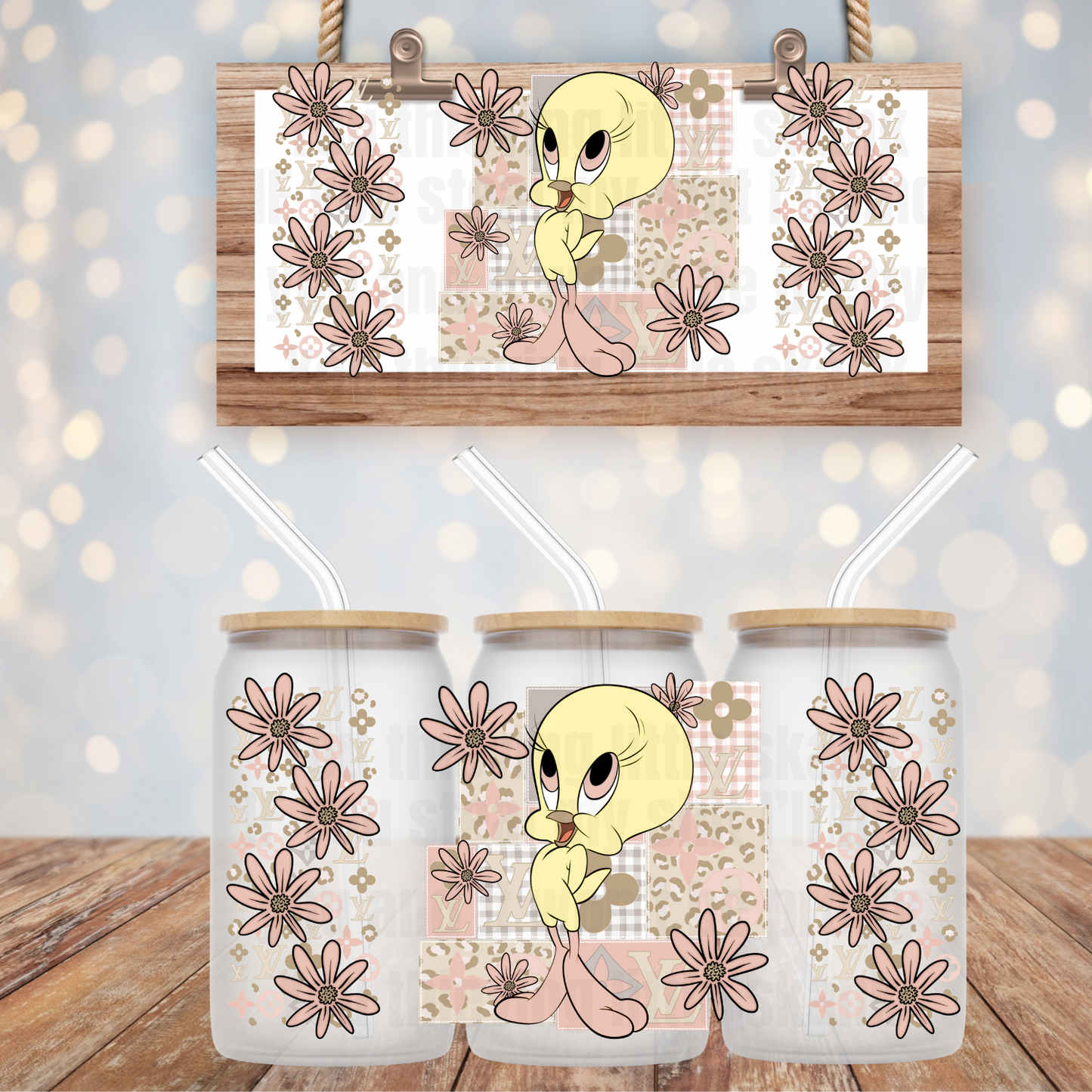 INSPIRED YELLOW BIRD UV DTF CUP WRAP