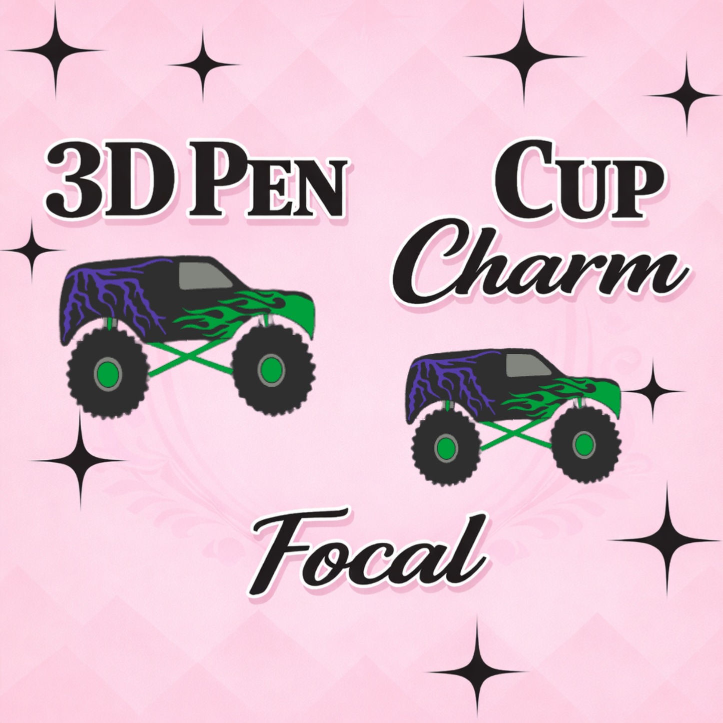 GRAVE DIGGER Focal for Pen & Cup Charms -Interchangeable Decorative Pen Toppers