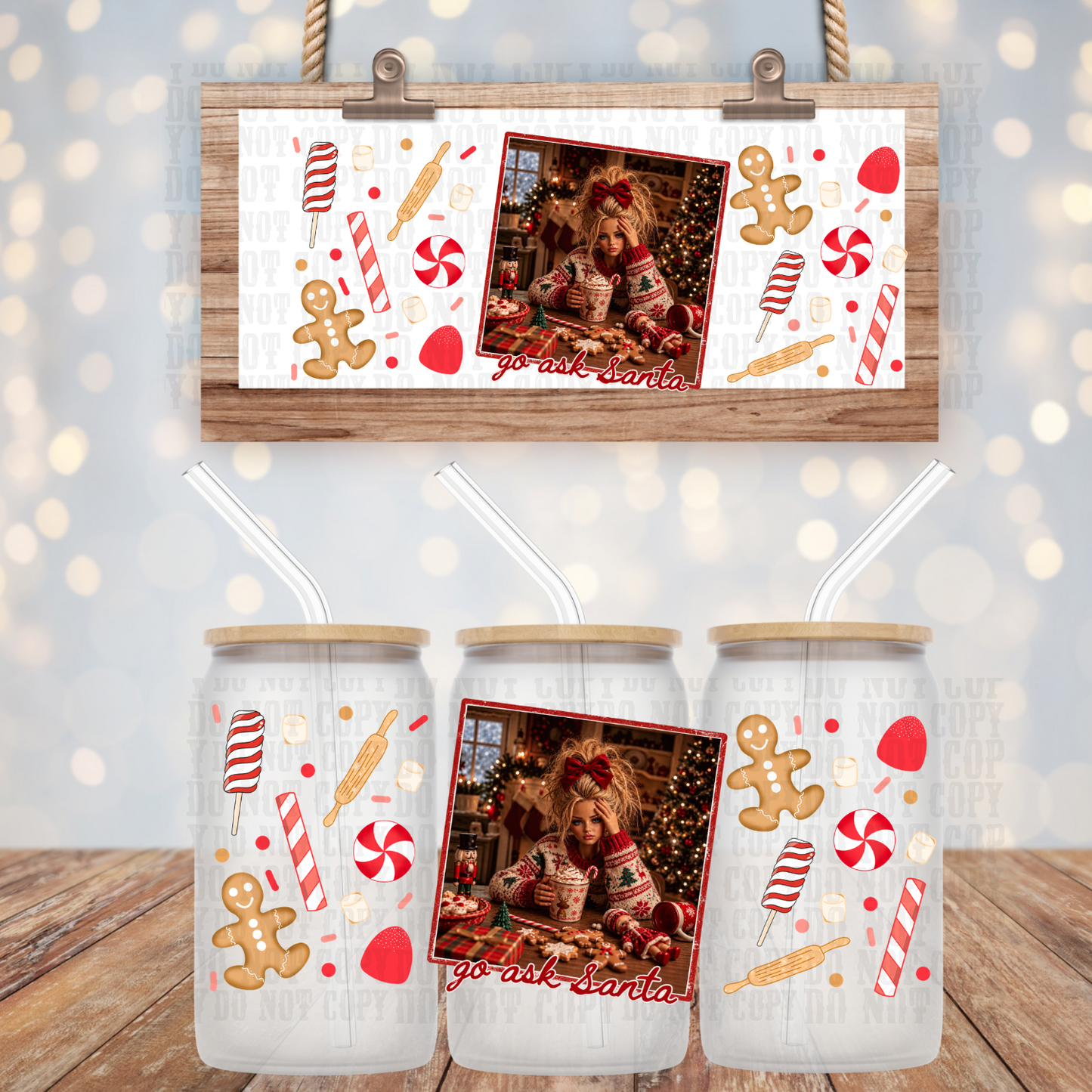 GO ASK SANTA UV DTF CUP WRAP
