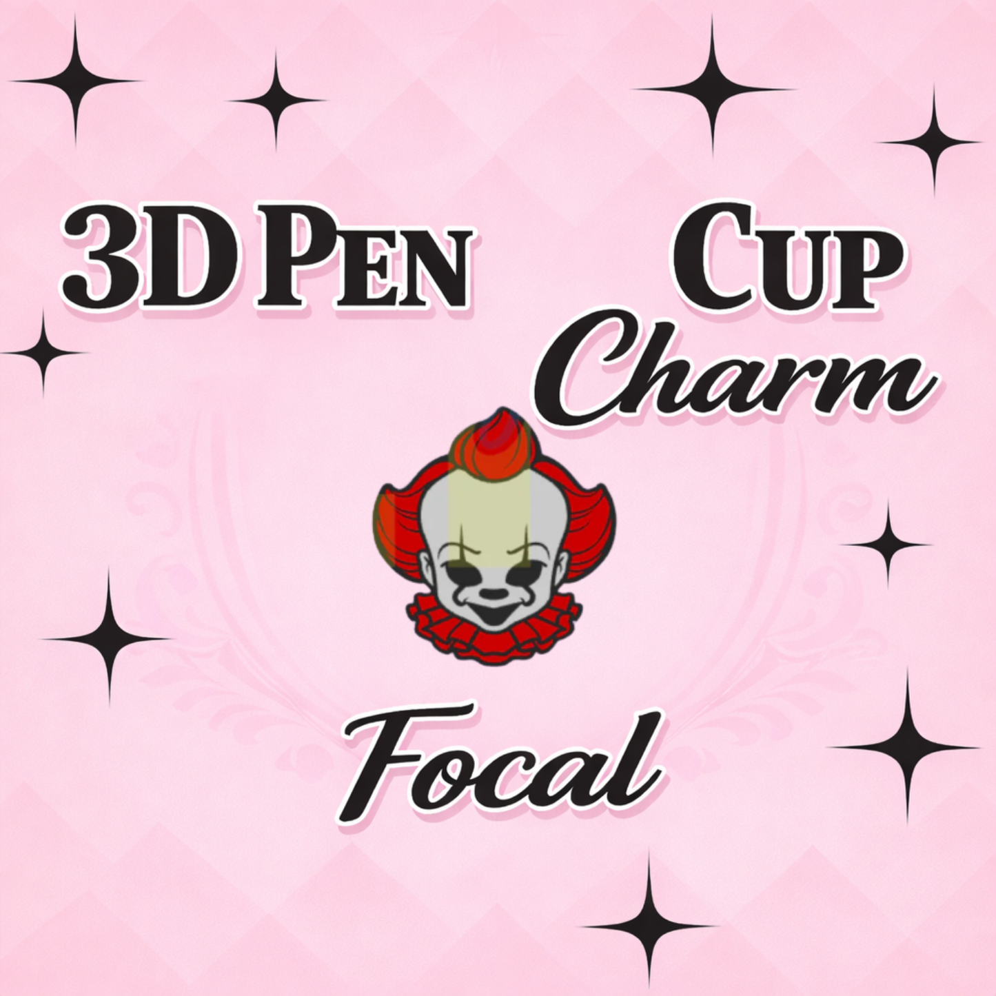 CLOWN Focal for Pen & Cup Charms -Interchangeable Decorative Pen Toppers