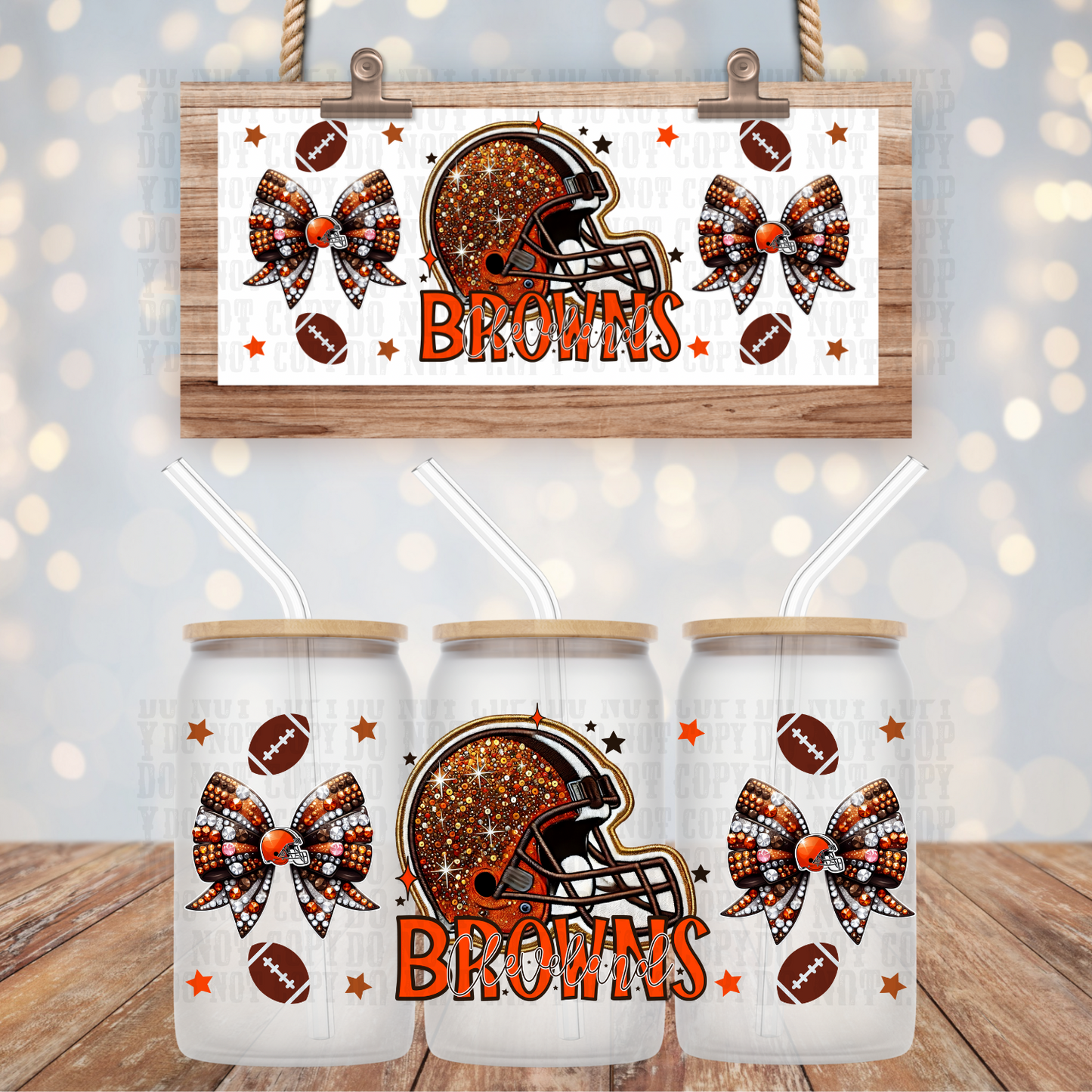 COQUETTE BROWN FOOTBALL BUNDLE UV DTF CUP WRAP