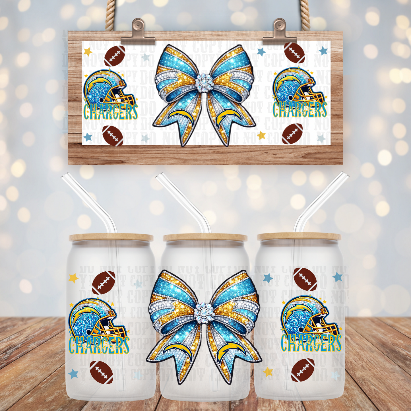 COQUETTE CHARGER FOOTBALL BUNDLE UV DTF CUP WRAP