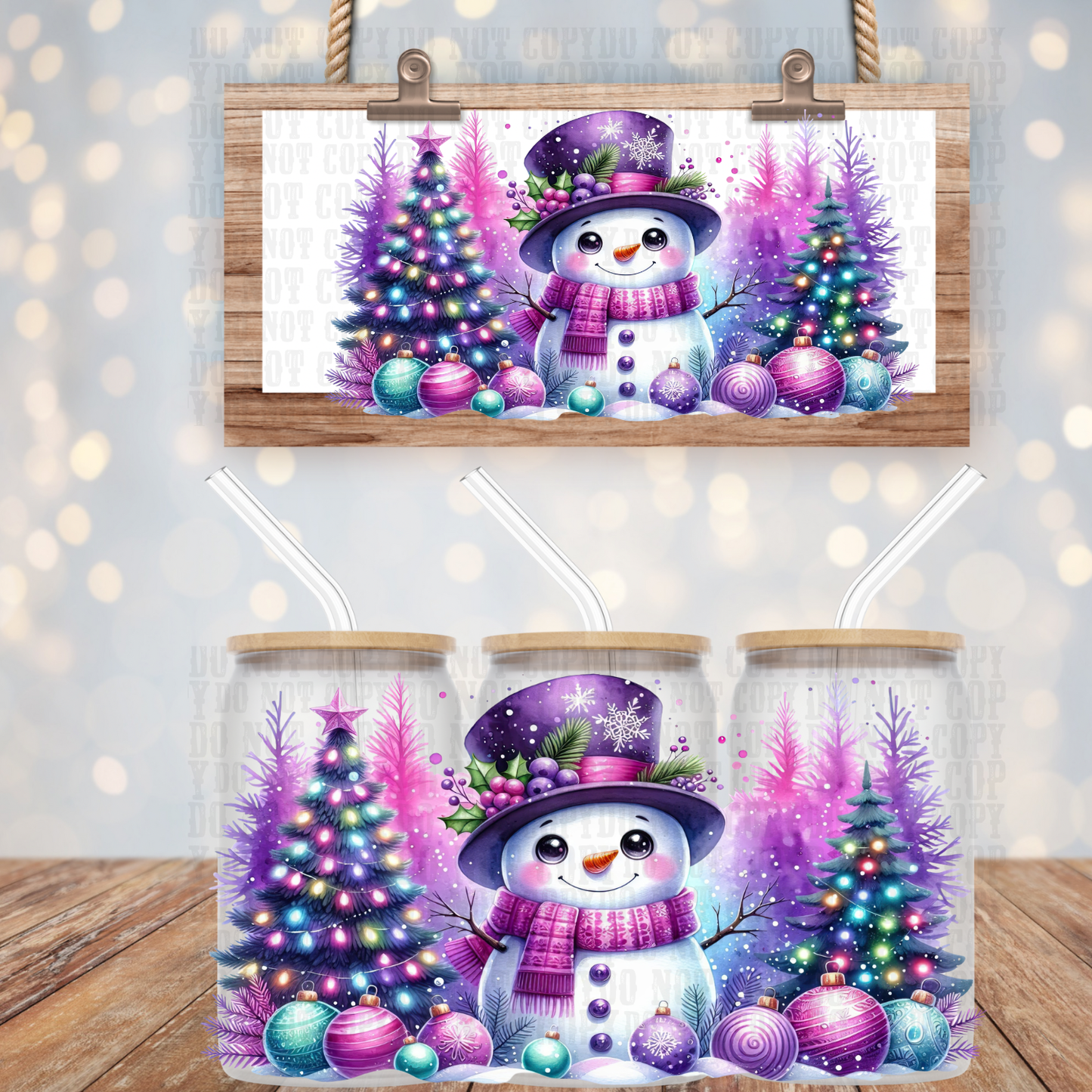 PURPLE FROSTY UV DTF CUP WRAP