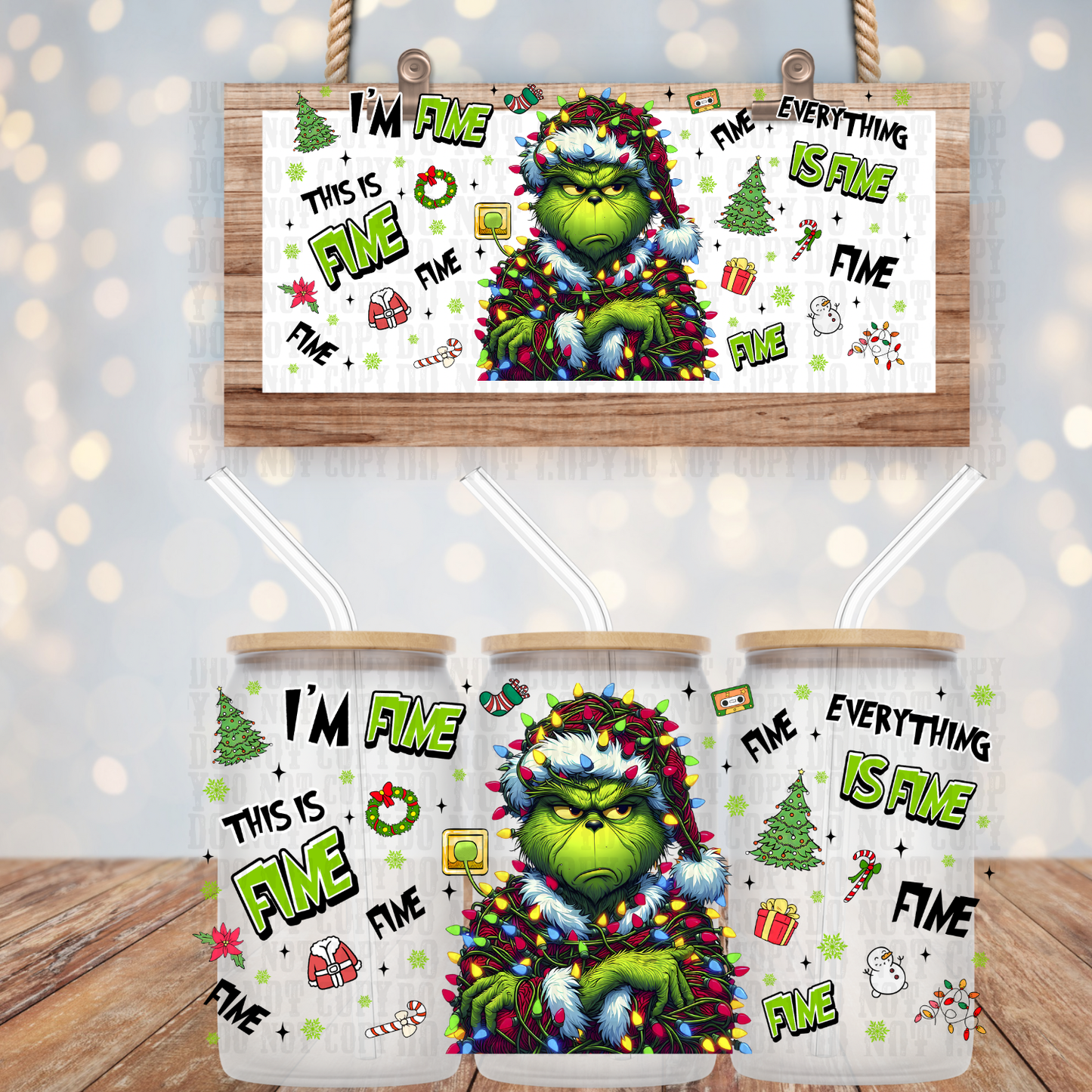 I'M FINE UV DTF CUP WRAP