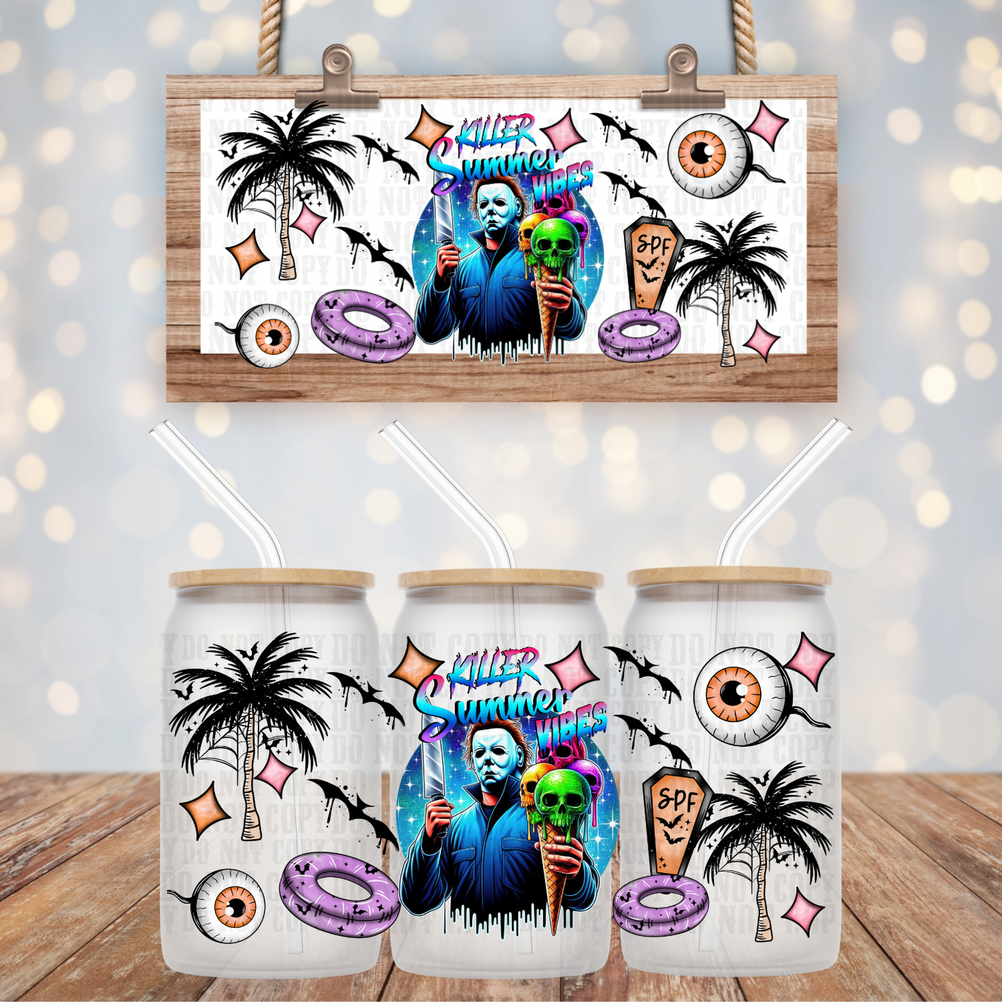 NEON KILLER SUMMER MICHAEL UV DTF CUP WRAP