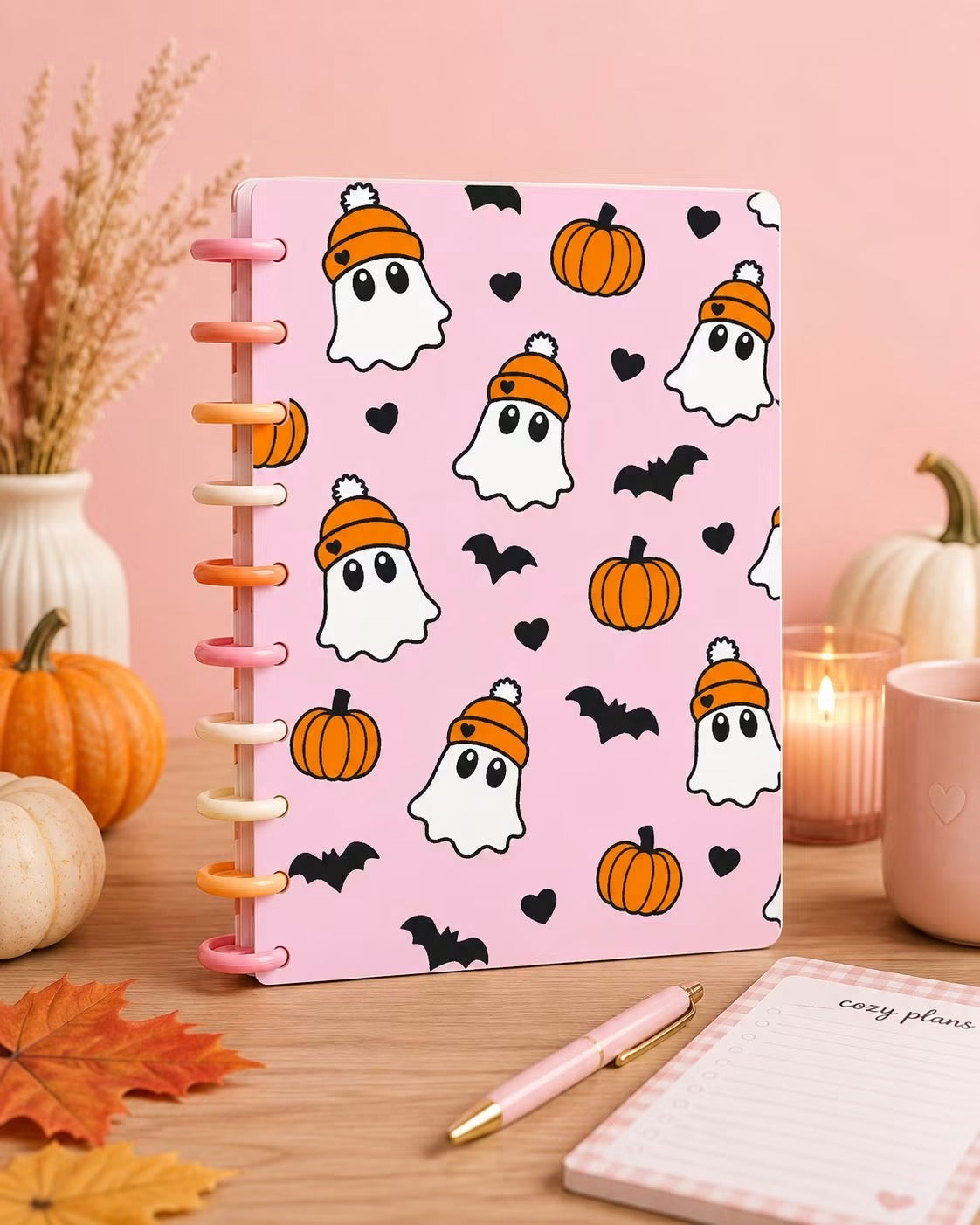 Batty Ghost PUMPKINS A5 Refillable Disc-Bound Notebook | Halloween Planner & Journal