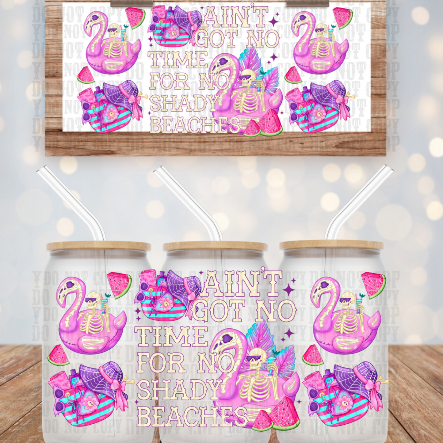 SKELLY SHADY BEACHES UV DTF CUP WRAP