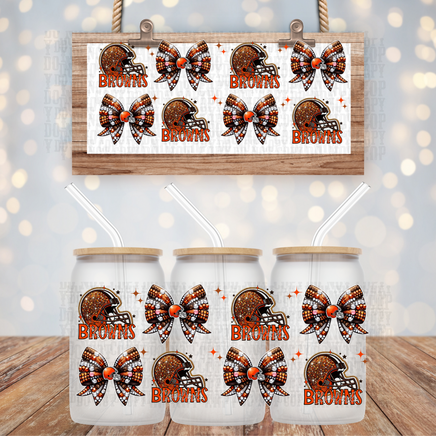 COQUETTE BROWN FOOTBALL BUNDLE UV DTF CUP WRAP