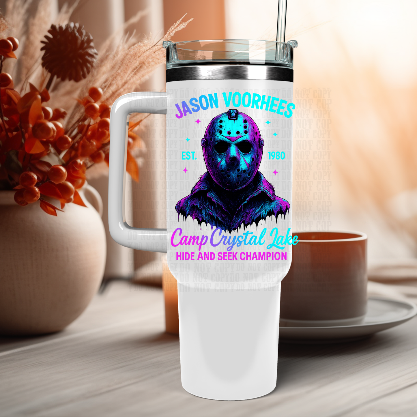 40oz NEON CAMP CRYSTAL LAKE UV DTF Cup Decal