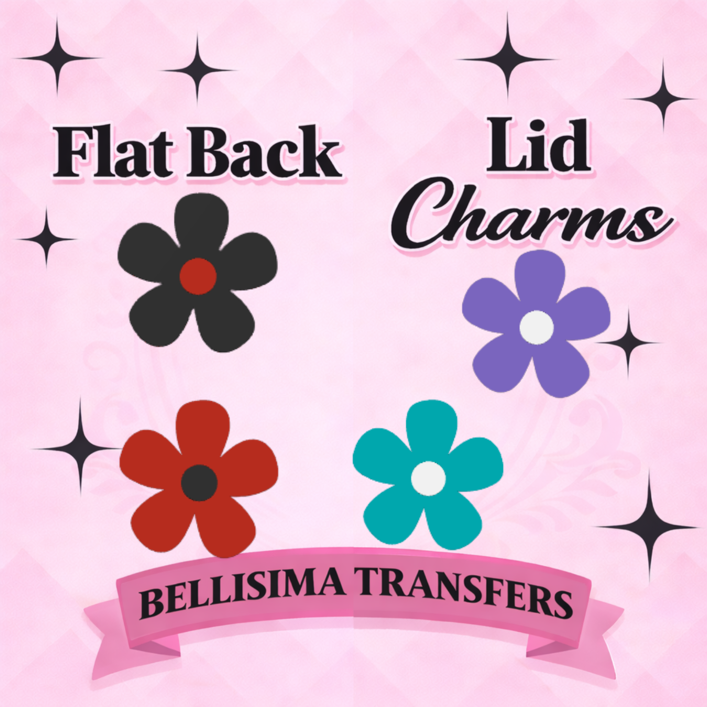 New Colored Flowers Flat Back Lid Charms