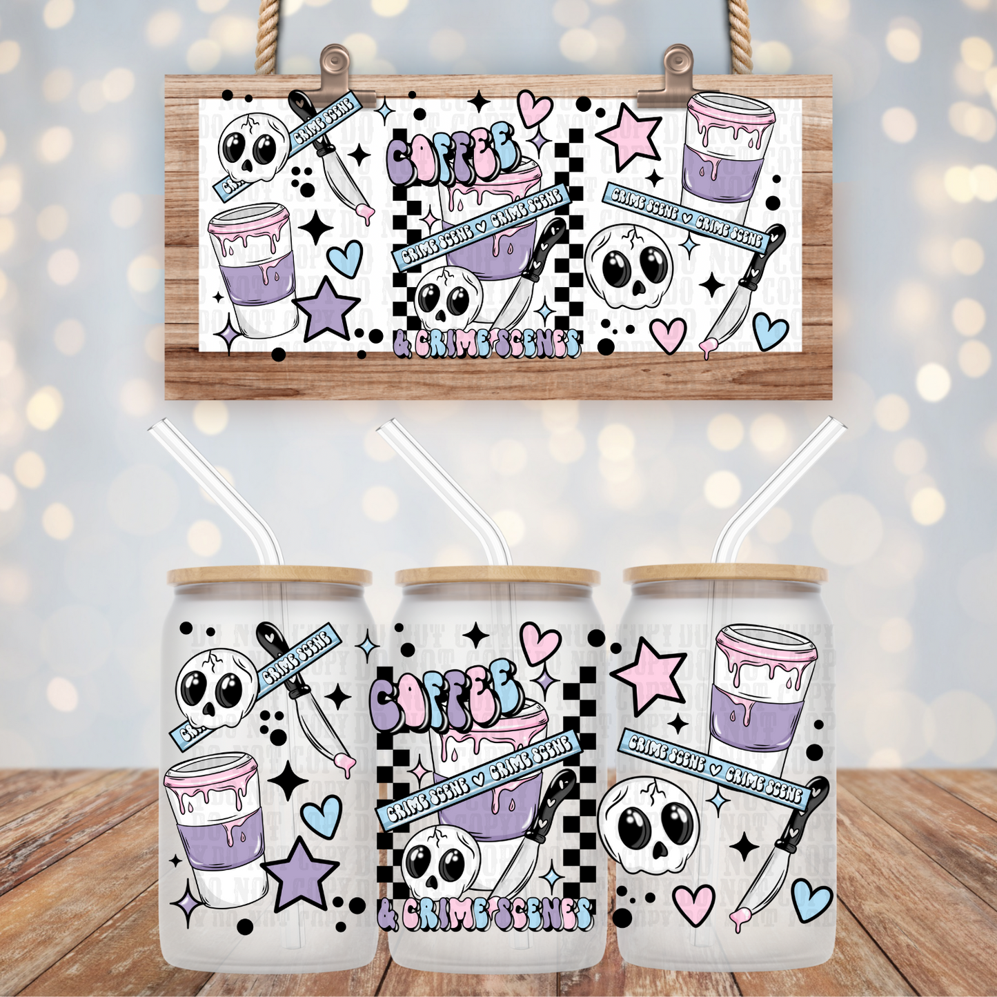 COFFEE AND CRIME SCENES-16oz UV DTF CUP WRAP