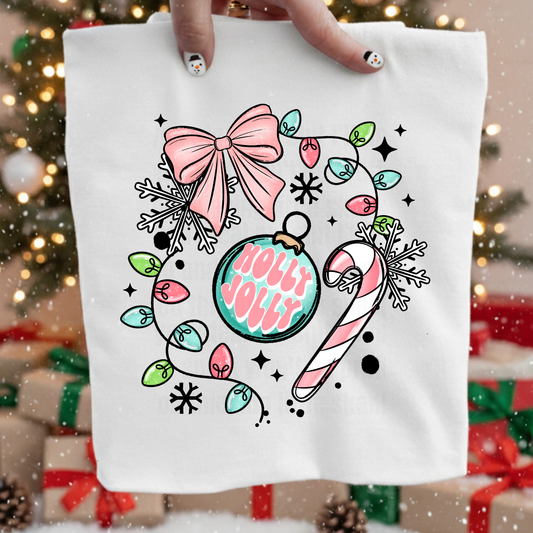 HOLLY JOLLY ORNAMENT DTF