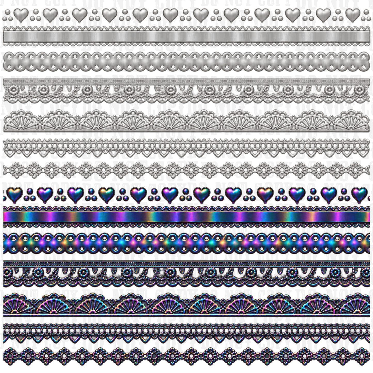 VICTORIAN LACE BORDERS UV DTF ELEMENT SHEET