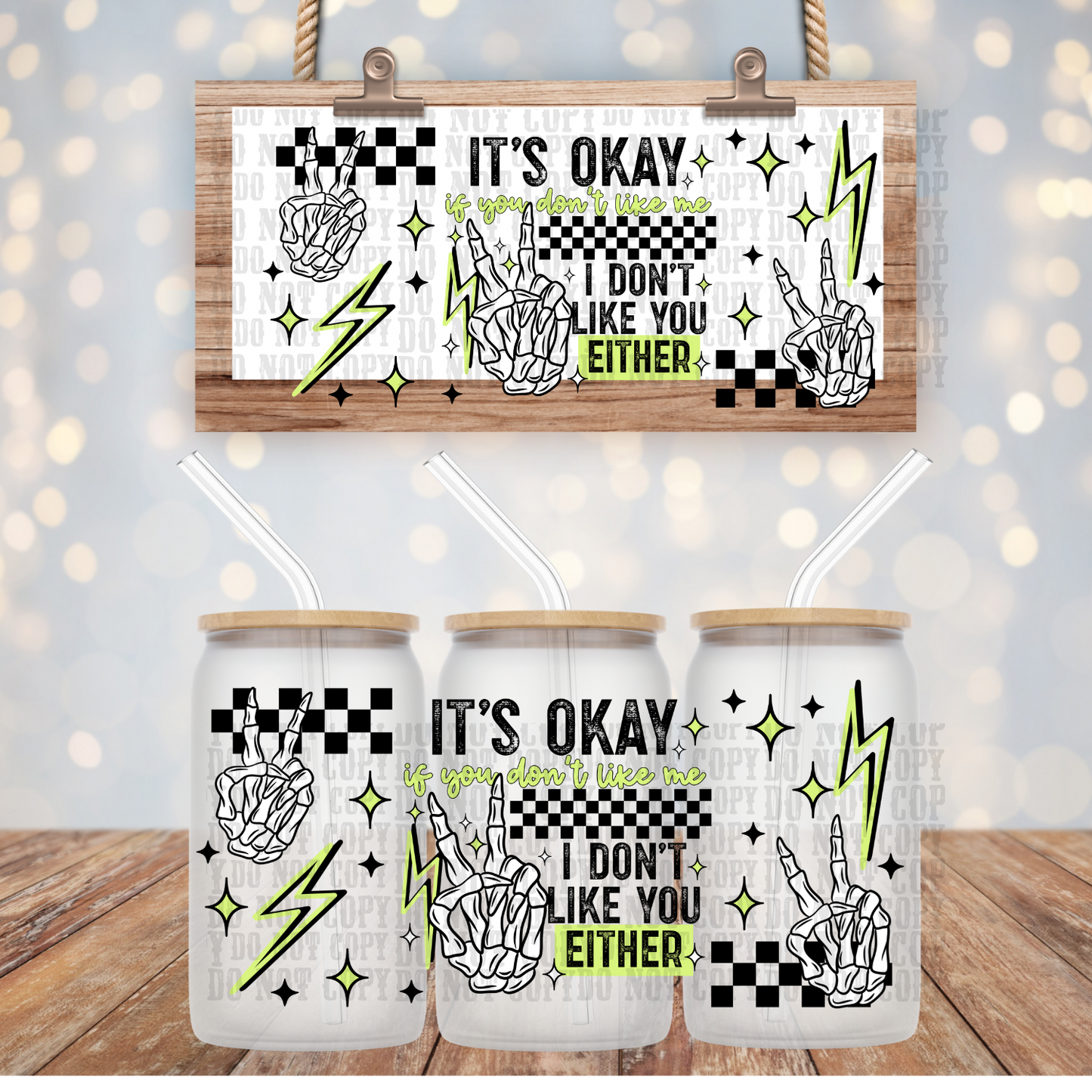 IT'S OK GREEN UV DTF CUP WRAP