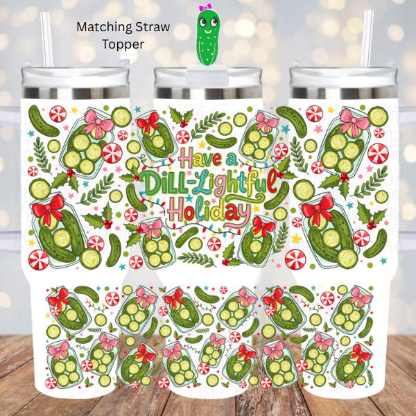 40oz PICKLE DILL-LIGHTFUL CHRISTMAS UV DTF CUP WRAP