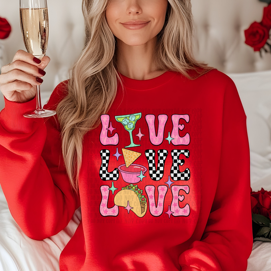 Valentine Love Tacos DTF Transfer | Pink & Red Valentine Graphic | Valentine Shirt Transfer