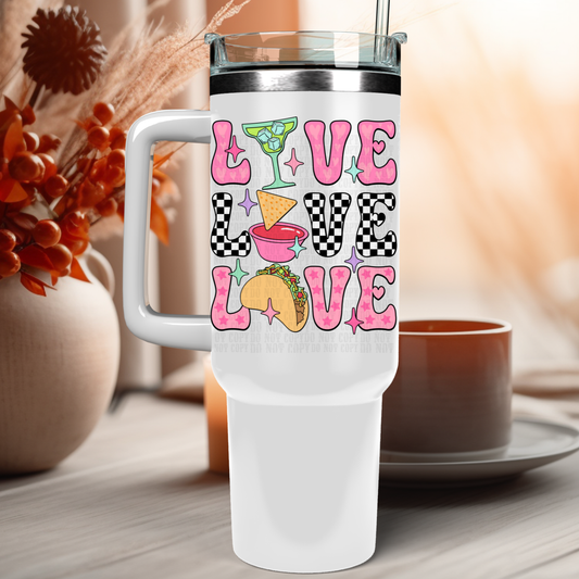 40oz STACKED LOVE TACOS UV DTF CUP DECAL
