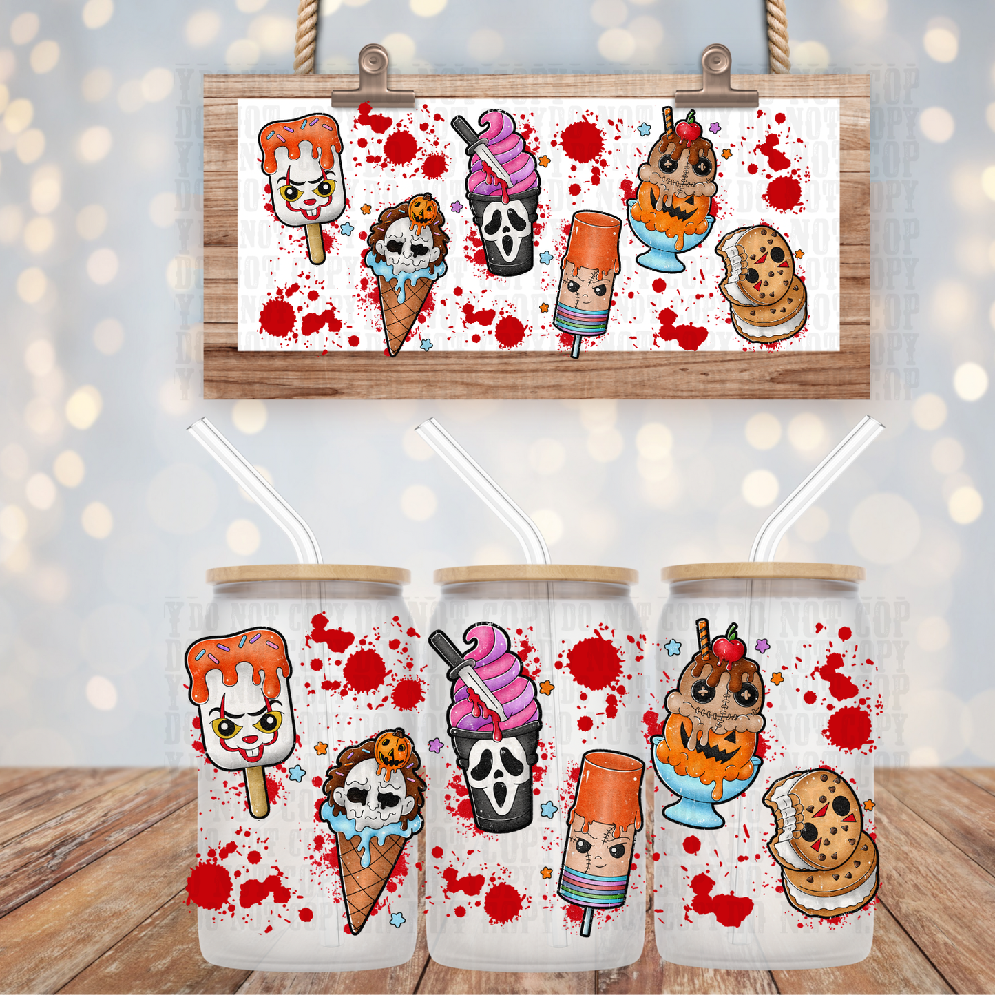 HORROR ICE CREAM UV DTF CUP WRAP