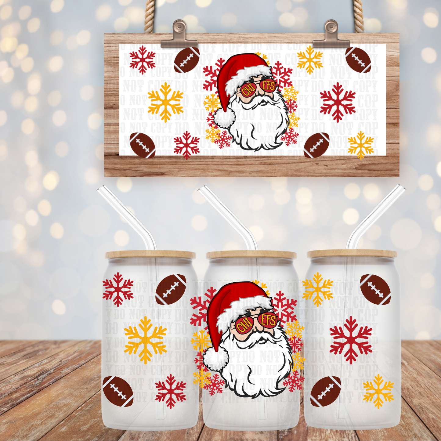 SANTA FOOTBALL TEAMS BUNDLE UV DTF CUP WRAP-SHOP EXCLUSIVE