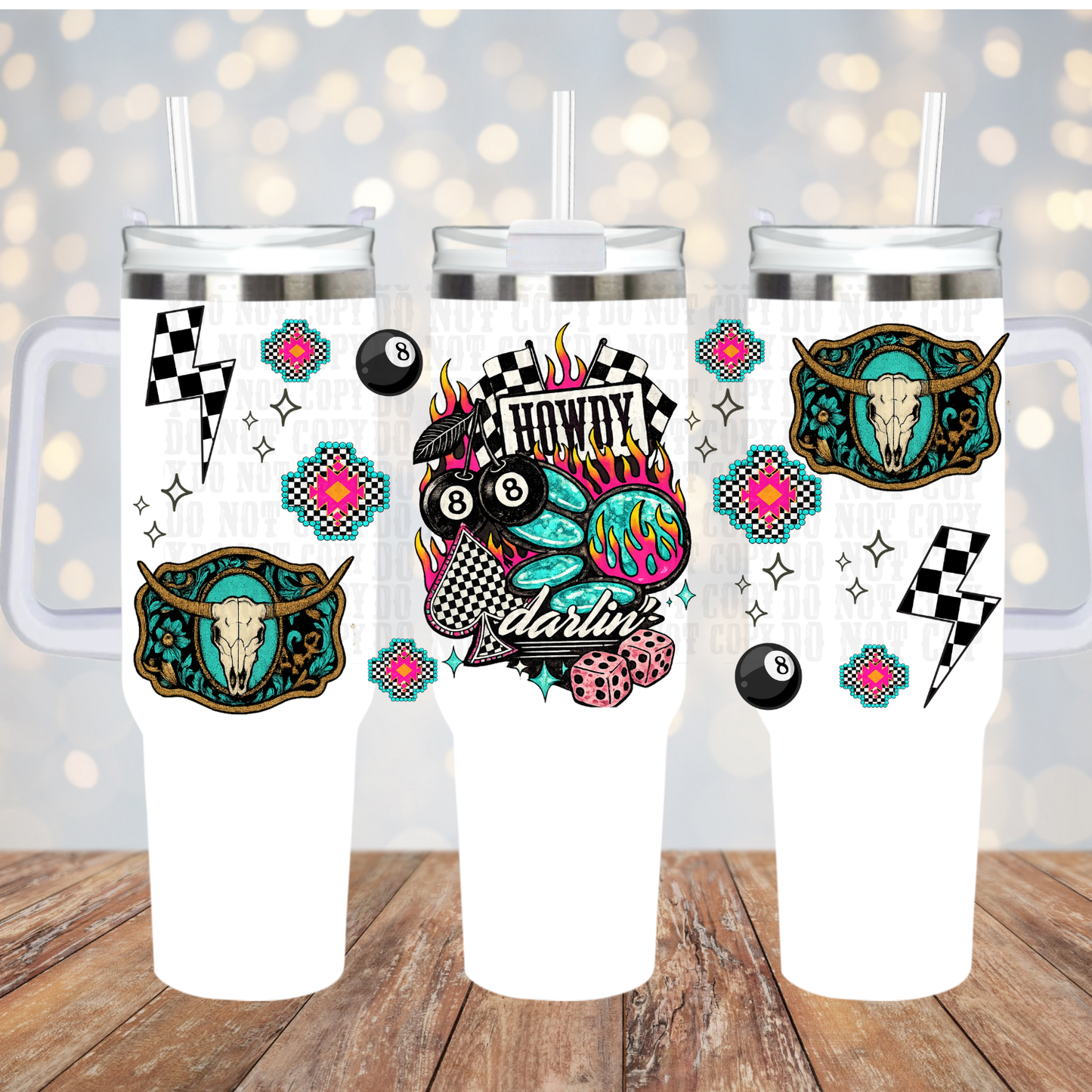 40OZ HOWDY DARLIN UV DTF CUP WRAP - SHOP EXCLUSIVE