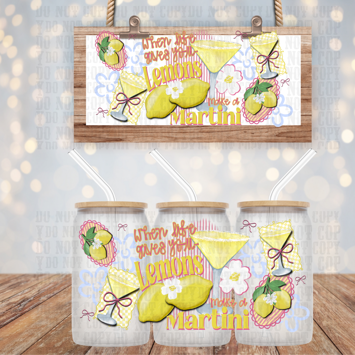 LEMON MARTINI UV DTF CUP WRAP