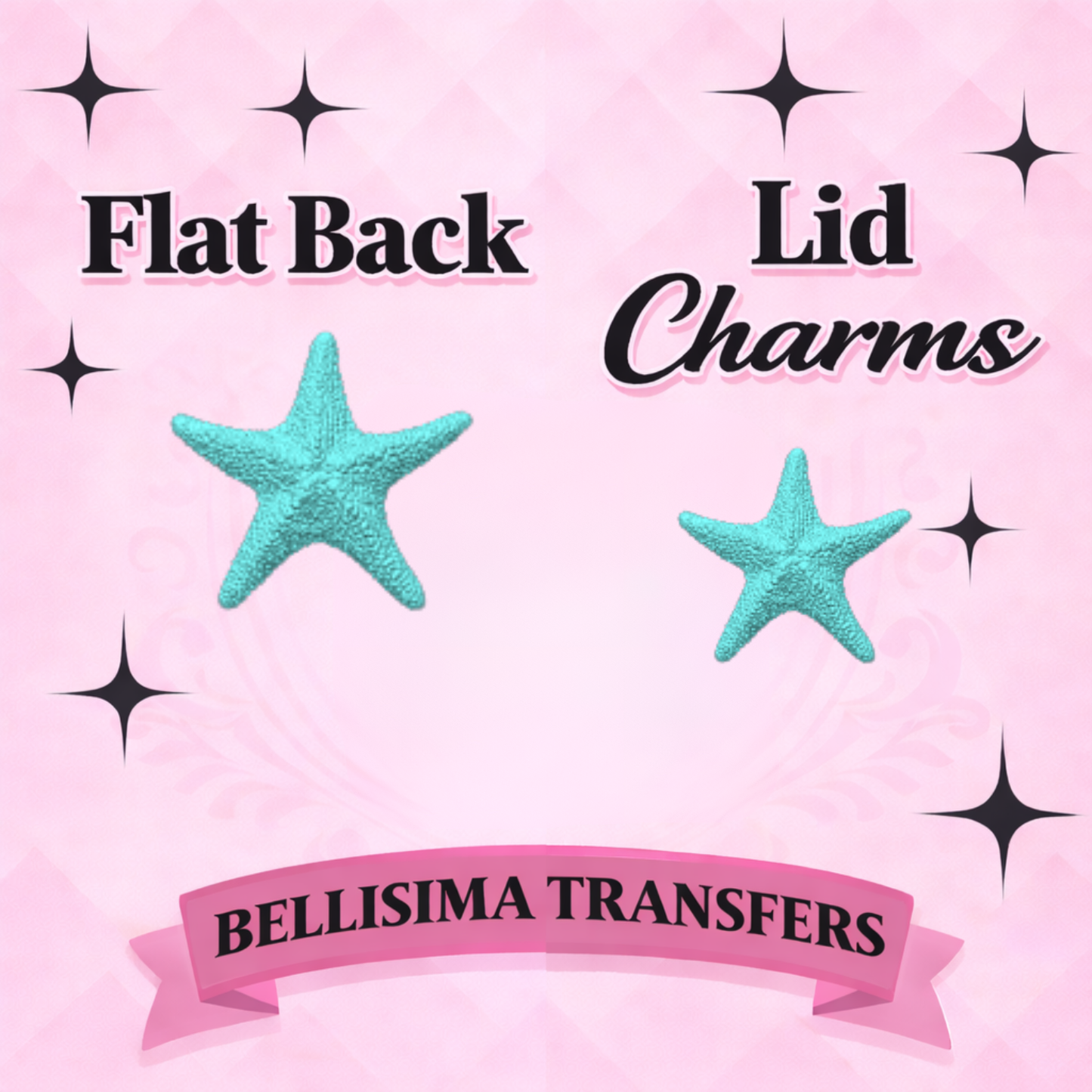 GLITTER STARFISH Flat Back Lid Charms