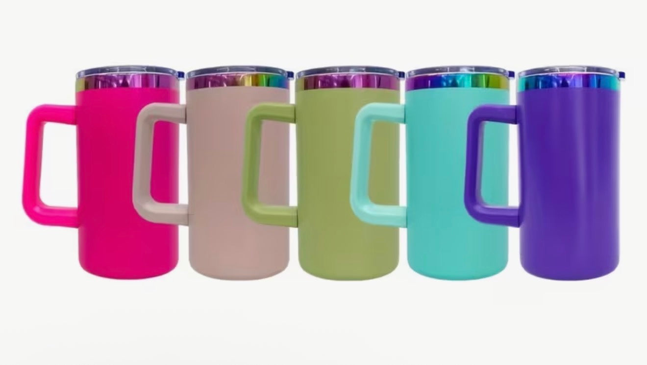 RESTOCK: 20oz Pastel Handled Tumbler — Stainless Steel Insulated Cup