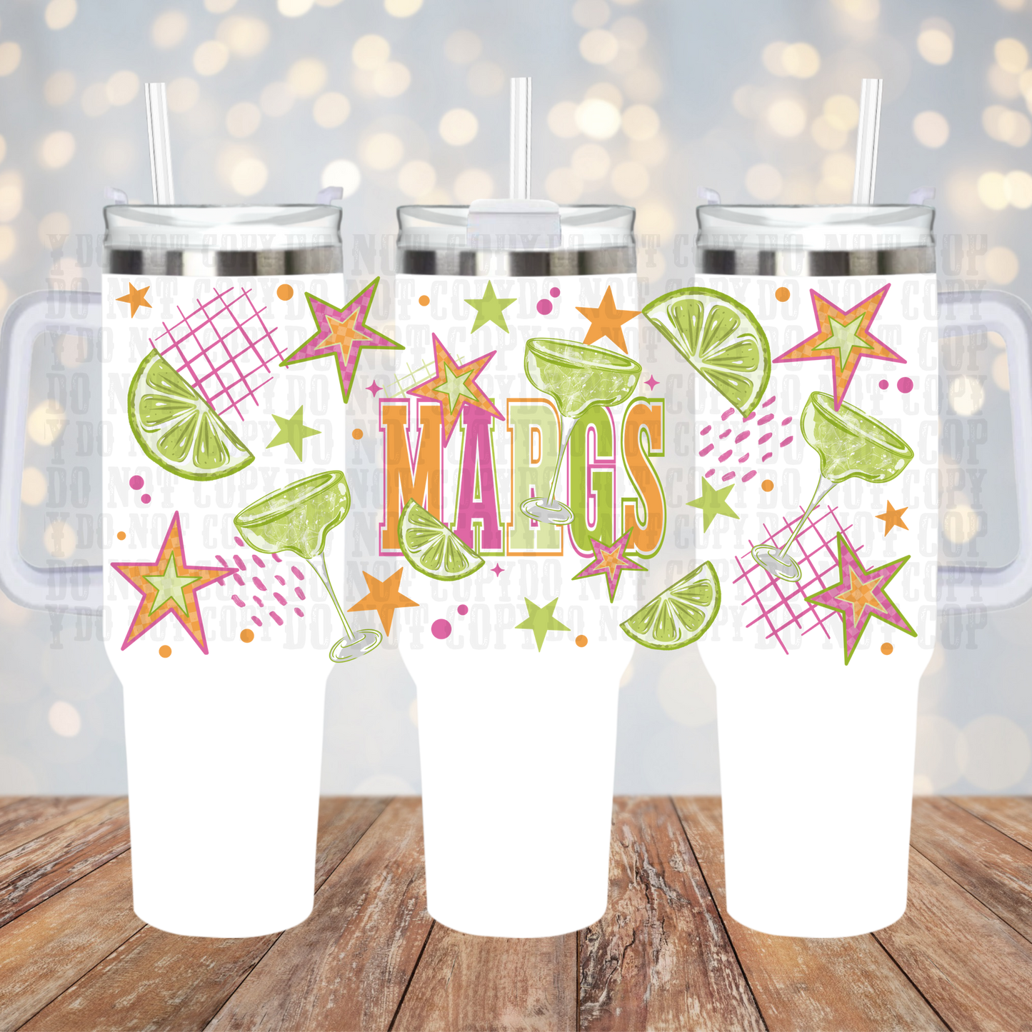 40oz NEON MARGS UV DTF Cup Wrap