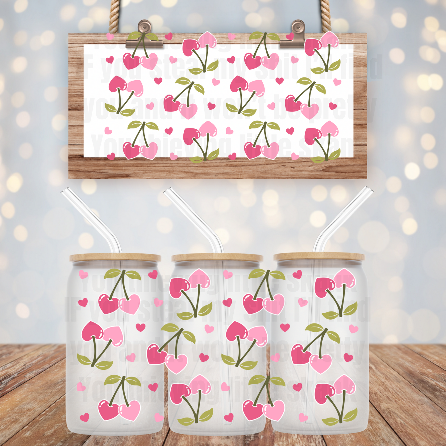 COQUETTE CHERRIES-16oz UV DTF CUP WRAP