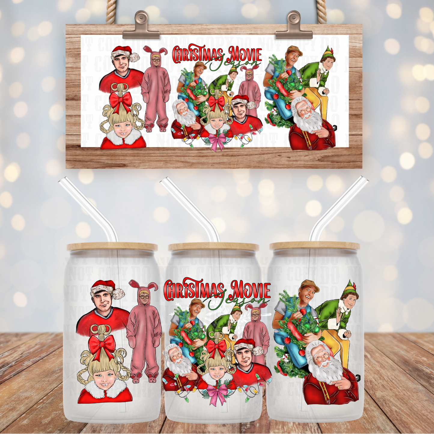 ICONIC HOLIDAY MOVIES UV DTF CUP WRAP