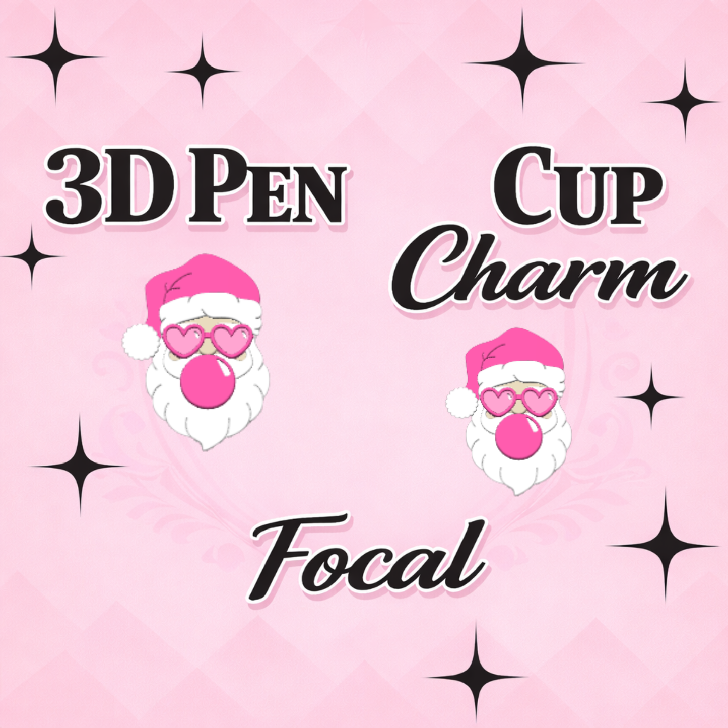 BUBBLE SANTA Focal for Pen & Cup Charms -Interchangeable Decorative Pen Toppers