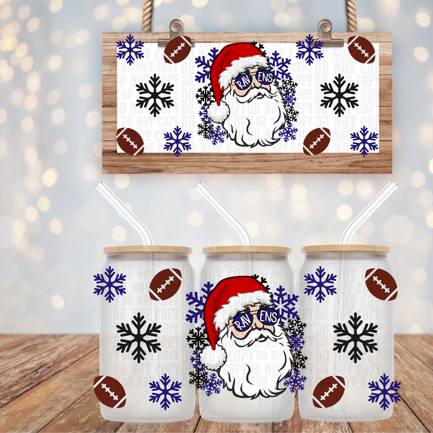 SANTA FOOTBALL TEAMS BUNDLE UV DTF CUP WRAP-SHOP EXCLUSIVE
